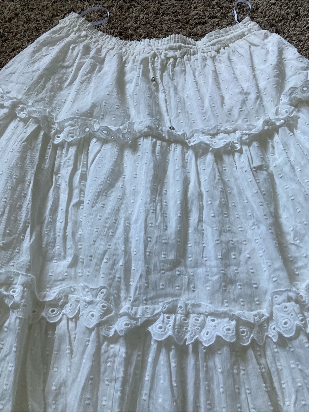 NWOT Vici Off White Tiered Midi Skirt with Drawstring Waist - Picture 8 of 8